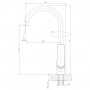 Смеситель однозахватный (35 мм) для кухни, с высоким поворотным изливом, RS27-23