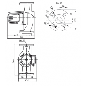 Насос циркуляционный Shinhoo BASIC 65-8F, фланцевый 220В