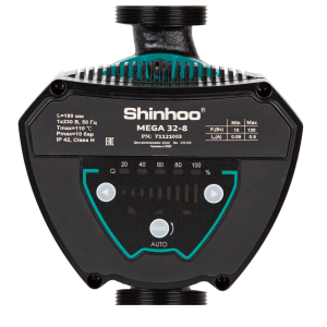 Насос циркуляционный энергоэффективный Shinhoo MEGA 32-8 с гайками