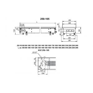 Конвектор внутрипольный с решеткой Techno Usual KVZ 250-105-2600