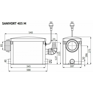 Канализационная насосная станция Unipump SANIVORT 405 M напор 8м (бок. вход)