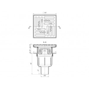 Трап Ани верт. вып. 50 регулир. нерж. реш. 150*150 (сухой затвор)