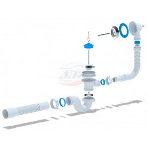 Сифон Ани для ванны с в/п 1 1/2" с гибкой трубой 40х50